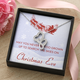 Merry Christmas Double Hearts Necklace Message Card