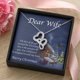Dear Wife Double Hearts Necklace Message Card
