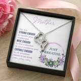 Awesome Mother Double Hearts Necklace Message Card