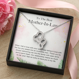 To The Best Mother-In-Law Double Hearts Necklace Message Card