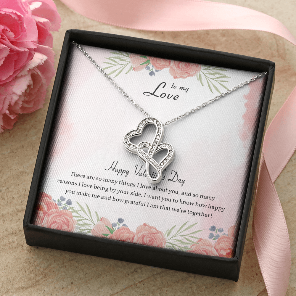 To My Love Double Hearts Necklace Message Card
