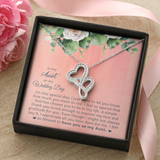 To My Aunt Double Hearts Necklace Message Card