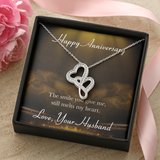 Happy Anniversary Double Hearts Necklace Message Card