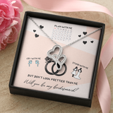 Bridesmaid Double Hearts Necklace Set Message Card