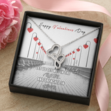 Happy Valentines Day Double Hearts Necklace Message Card