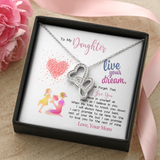 To My Amazing Daughter Double Hearts Necklace Message Card