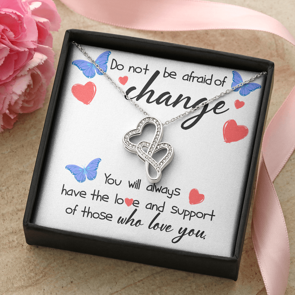 Loving You Double Hearts Necklace Message Card