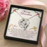 Merry Christmas Double Hearts Necklace Message Card