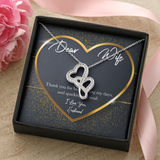 Gold Heart Double Hearts Necklace Message Card