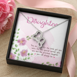 Daughter Double Hearts Necklace Message Card