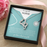 To A Special Nurse Double Hearts Necklace Message Card