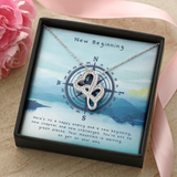 New Beginning Double Hearts Necklace Message Card