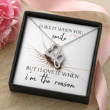 I Like It When You Smile Double Hearts Necklace Message Card