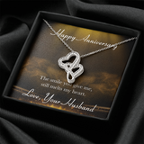 Happy Anniversary Double Hearts Necklace Message Card