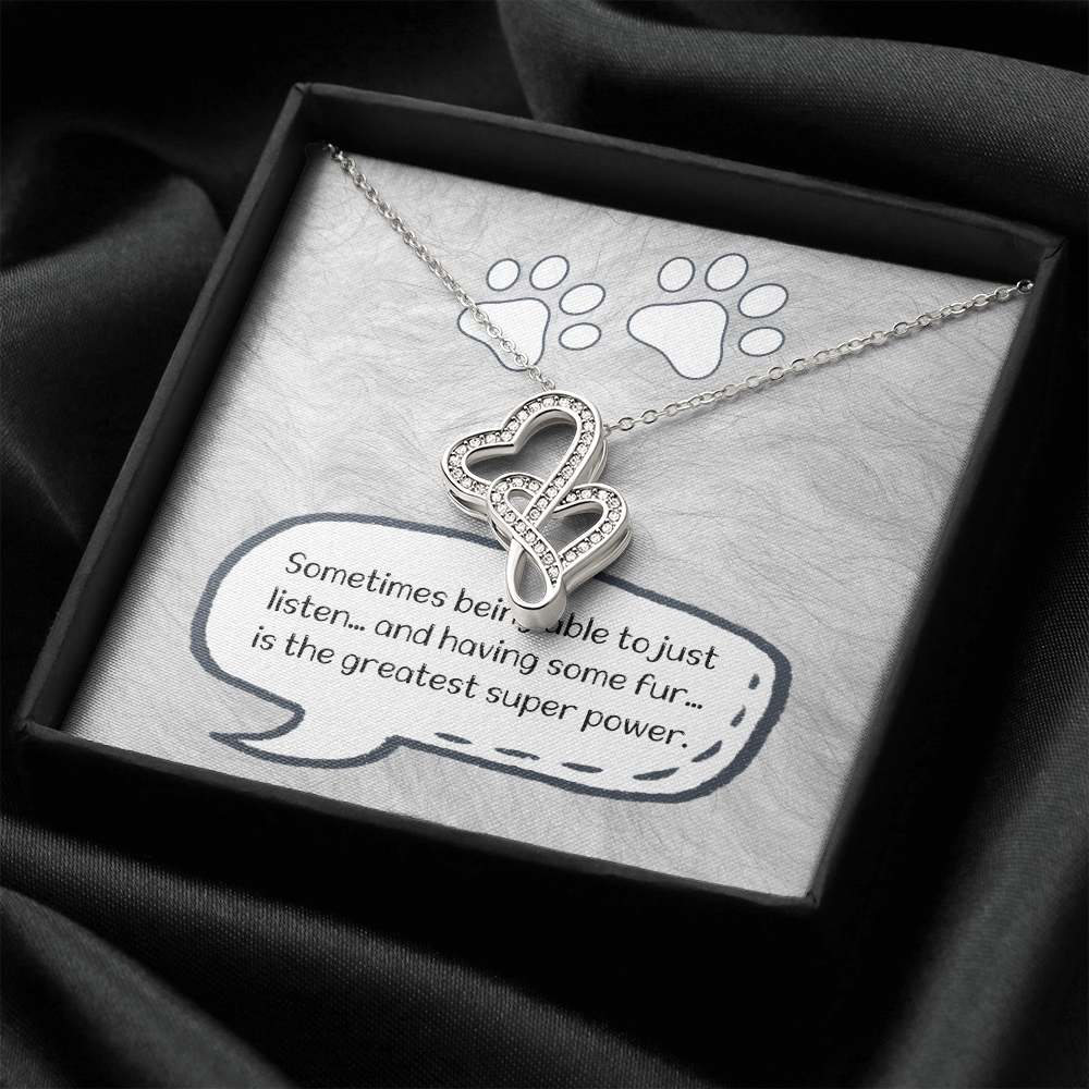 Paw Double Hearts Necklace Message Card