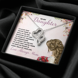 To My Daughter Double Hearts Necklace Message Card