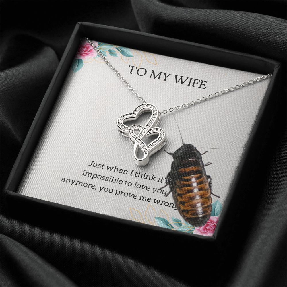 To My Wife Double Hearts Necklace Message Card