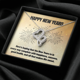 Happy New Years Double Hearts Necklace Message Card