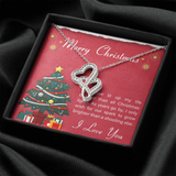 Merry Christmas Double Hearts Necklace Message Card
