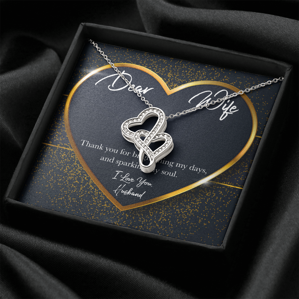 Gold Heart Double Hearts Necklace Message Card