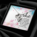 She Forever Double Hearts Necklace Message Card
