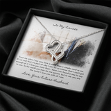 To My Fiancée Double Hearts Necklace Set Message Card