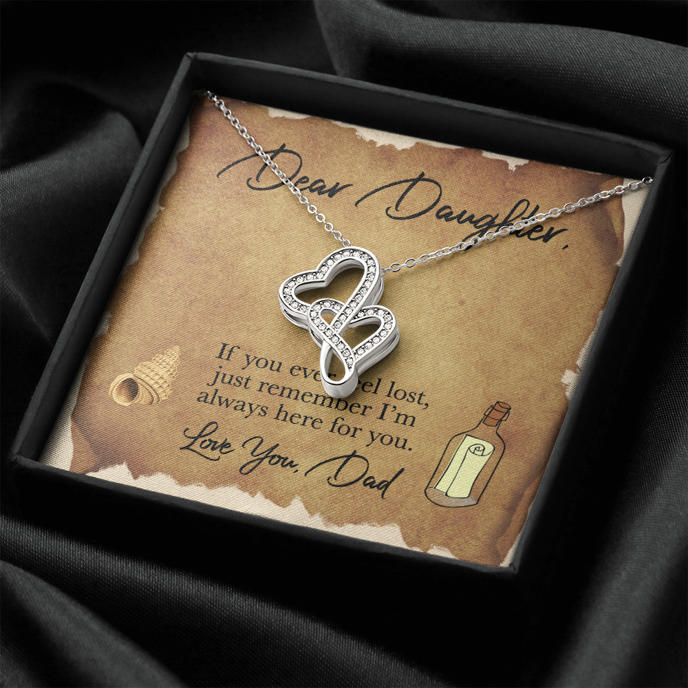 Dear Daughter Double Hearts Necklace Message Card
