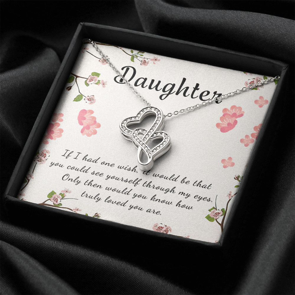 Daughter Double Hearts Necklace Message Card