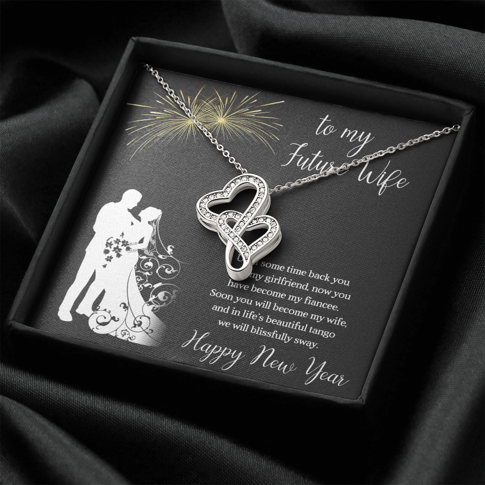 To My Future Wife Double Hearts Necklace Message Card