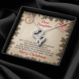 Dear Daughter Double Hearts Necklace Message Card
