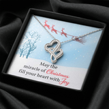 Merry Christmas Double Hearts Necklace Message Card