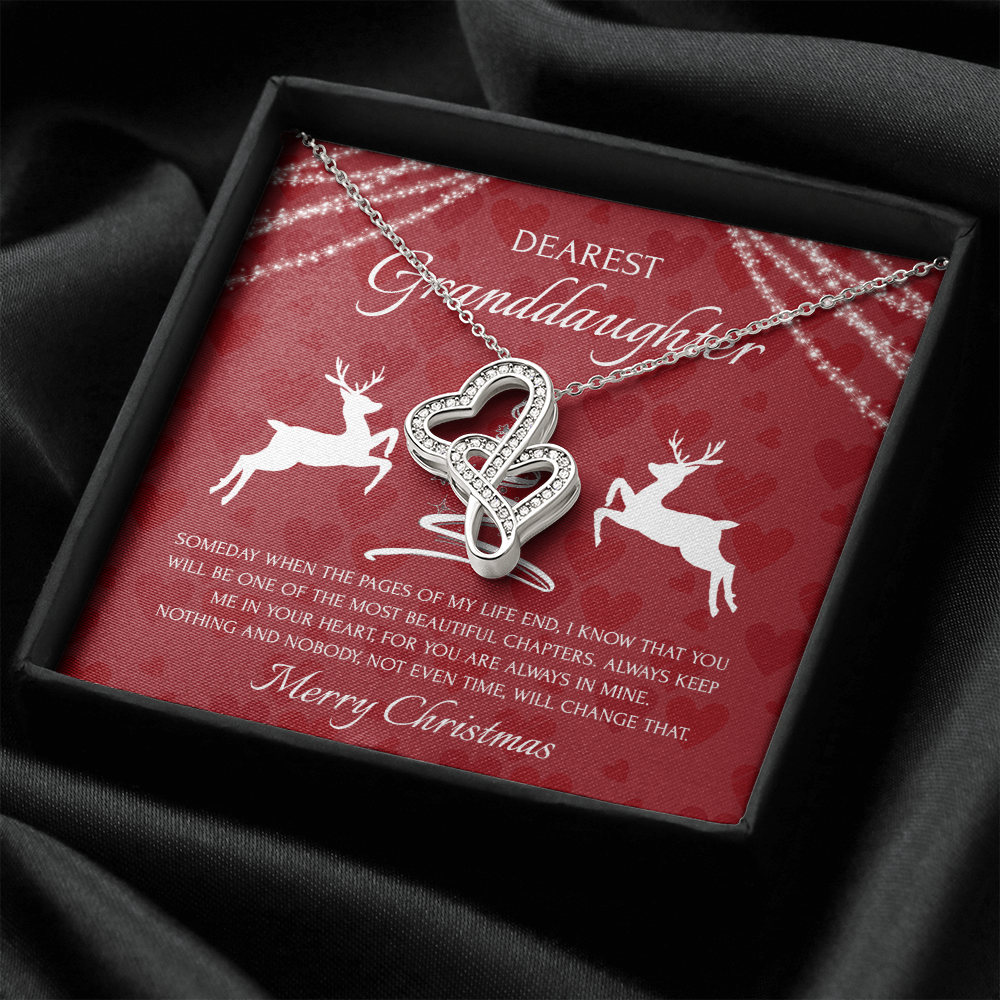 Dearest Granddaughter Double Hearts Necklace Message Card