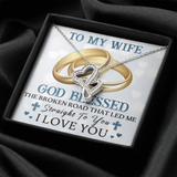 To My Wife Double Hearts Necklace Message Card