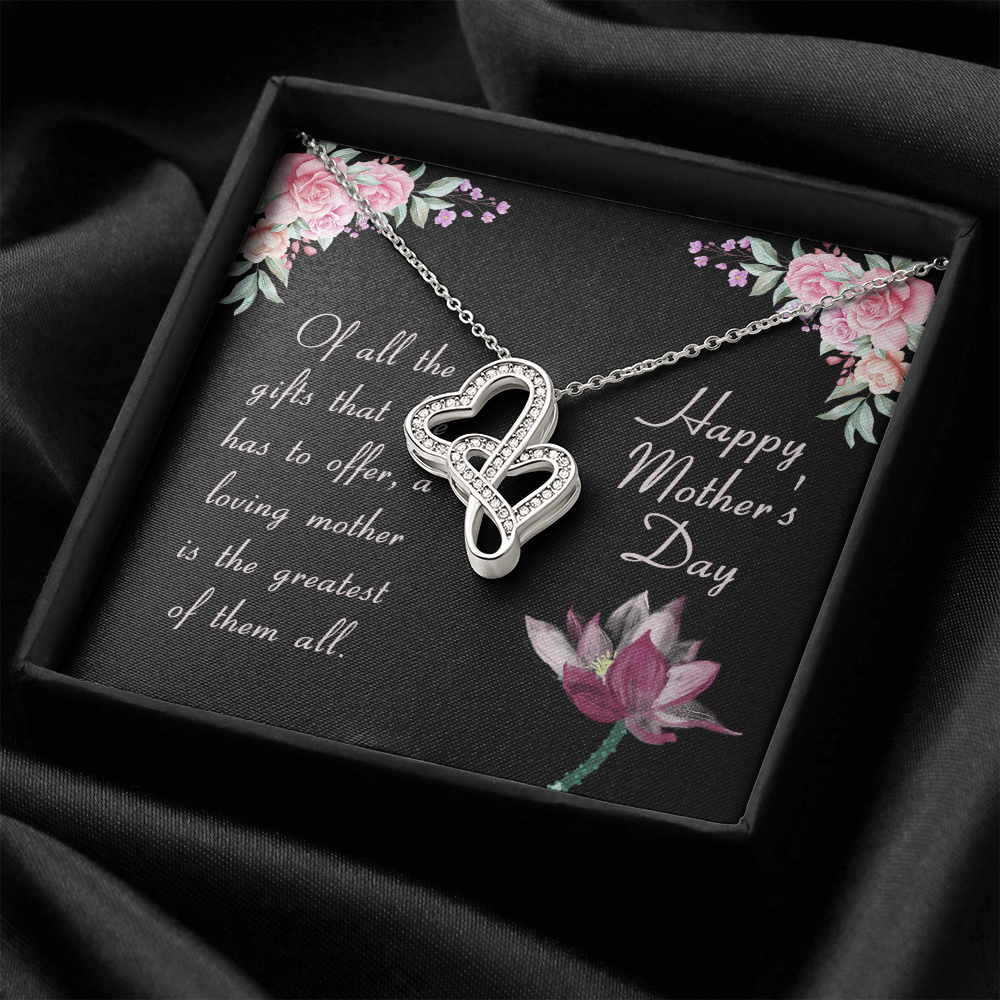To My Mom Double Hearts Necklace Message Card
