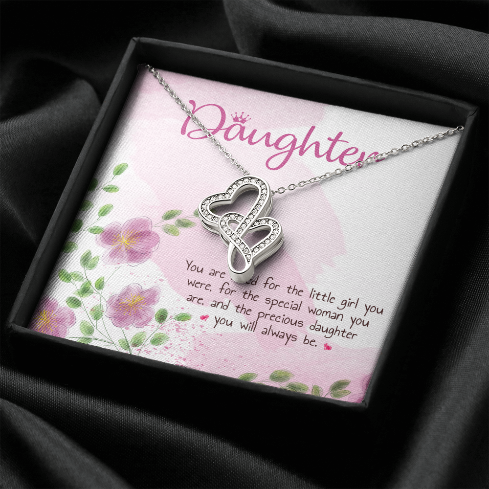 Daughter Double Hearts Necklace Message Card
