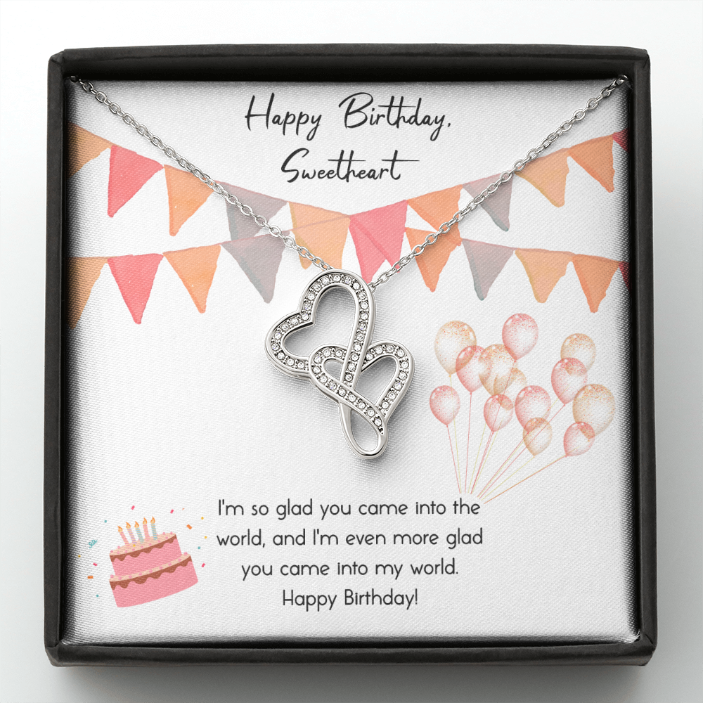 Happy Birthday Sweetheart Lucky in Love Necklace Message Card