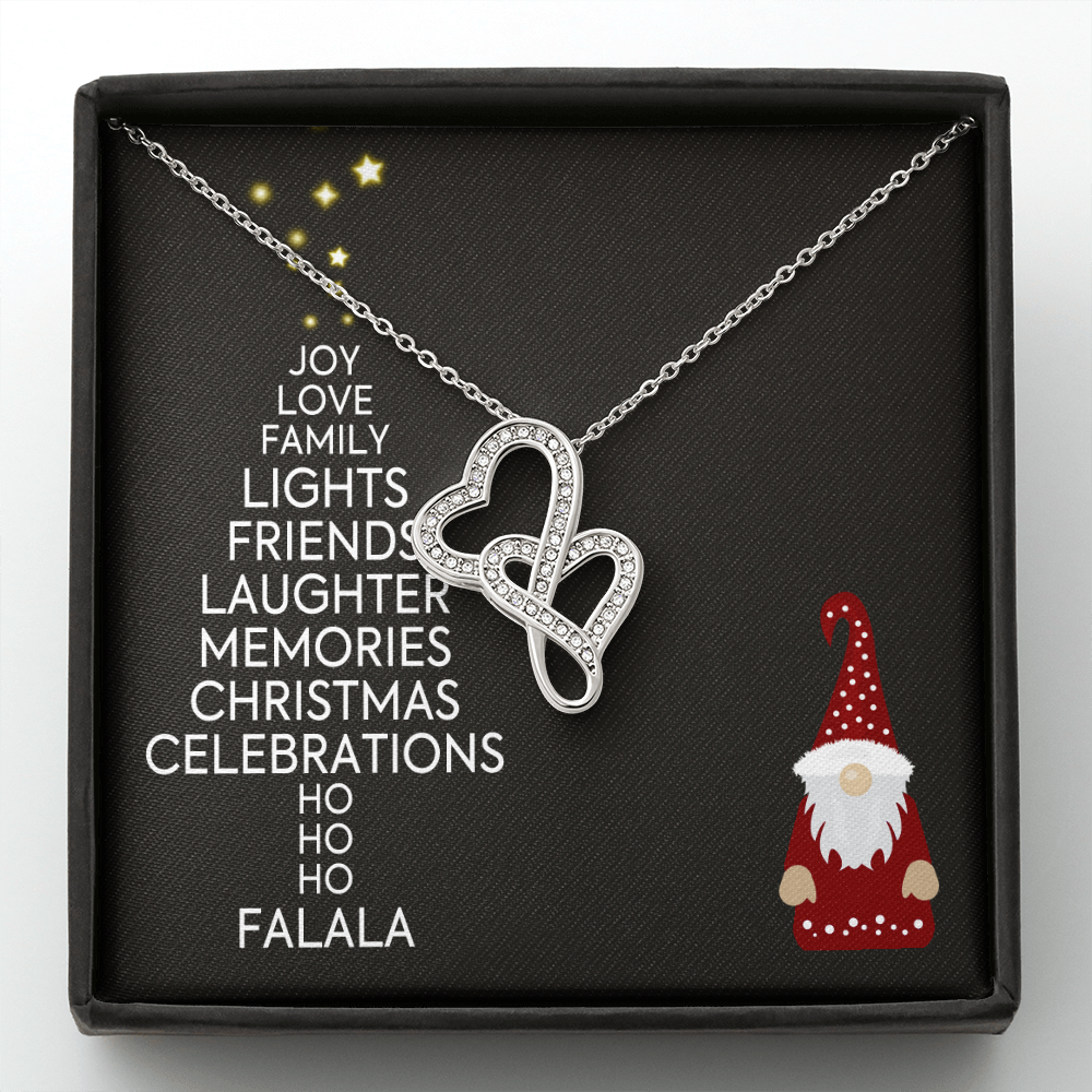 Christmas Celebrations Double Hearts Necklace Message Card