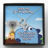 Kiss Me If I'm Wrong Double Hearts Necklace Message Card