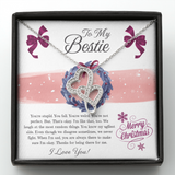 To My Bestie Double Hearts Necklace Message Card