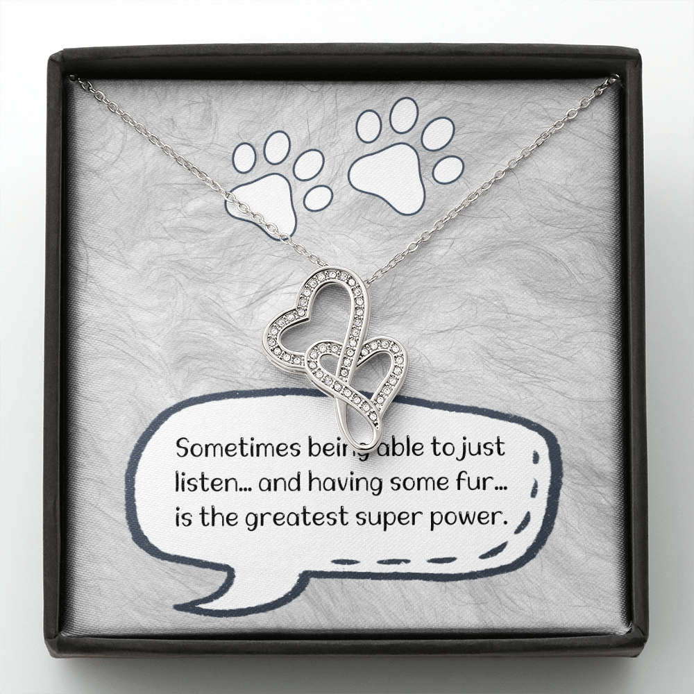 Paw Double Hearts Necklace Message Card