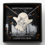 Happy Halloween Double Hearts Necklace Message Card