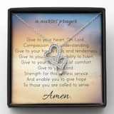 A Nurses Prayer Double Hearts Necklace Set Message Card