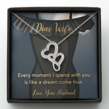 Dear Wife Double Hearts Necklace Message Card