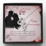 To My Beautiful Wife Double Hearts Necklace Message Card