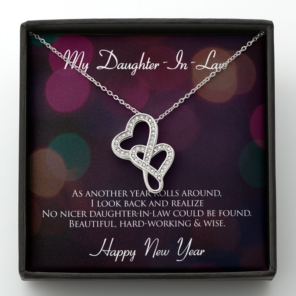 My Daughter-In-Law Double Hearts Necklace Message Card