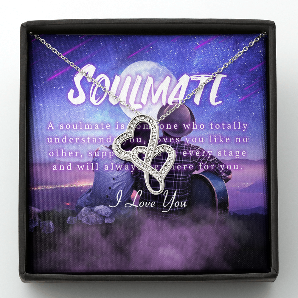 Soulmate Double Hearts Necklace Message Card