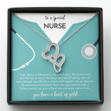 To A Special Nurse Double Hearts Necklace Message Card