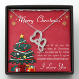 Merry Christmas Double Hearts Necklace Message Card