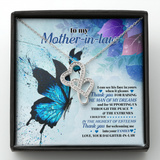To My Mother-In-Law Double Hearts Necklace Message Card