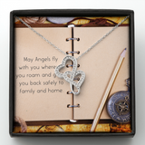 May Angels Fly Double Hearts Necklace Message Card